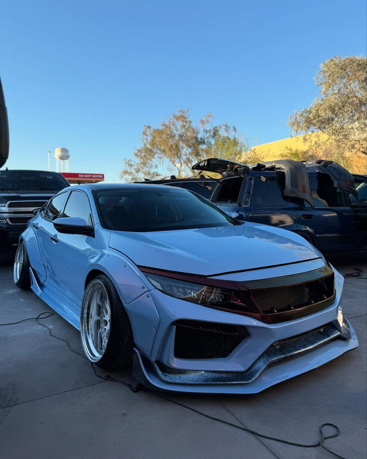 Honda Civic 10th Gen FC1 FC2 FC5 FC6 2016 2017 2018 2019 2020 2021 & Civic 10th Gen FC3 FC4 2017 2018 2019 2020 2021 & Civic 10th Gen FK7 2017 2018 2019 2020 2021 (compatible with ROBOT CRAFTSMAN front bumper) with Aftermarket Parts - Front Bumper & Front Lip Carbon Fiber / FRP from Robot Craftsman