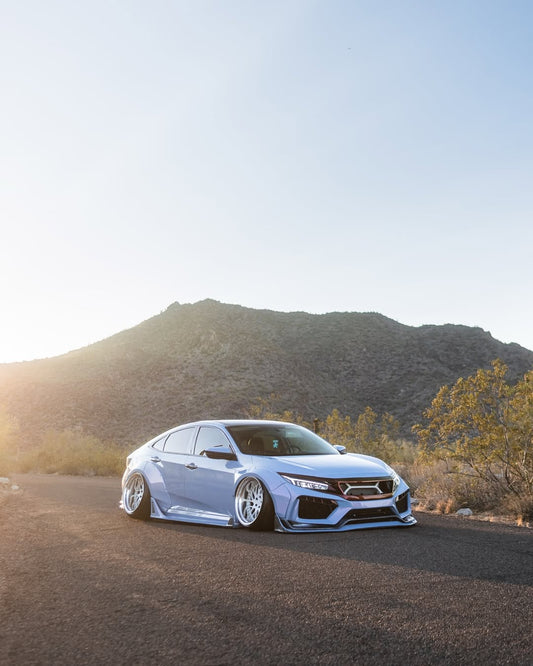 Honda Civic 10th Gen FC1 FC2 FC5 FC6 2016 2017 2018 2019 2020 2021 & Civic 10th Gen FC3 FC4 2017 2018 2019 2020 2021 & Civic 10th Gen FK7 2017 2018 2019 2020 2021 (compatible with ROBOT CRAFTSMAN front bumper) with Aftermarket Parts - Front Bumper & Front Lip Carbon Fiber / FRP from Robot Craftsman