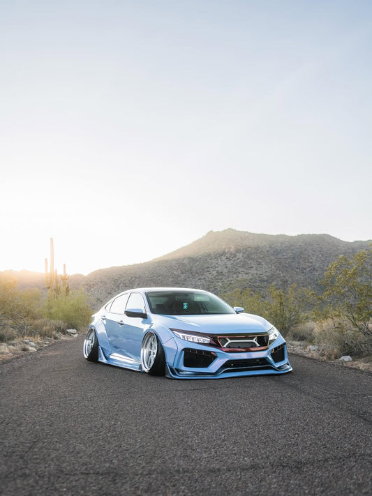 Honda Civic 10th Gen FC1 FC2 FC5 FC6 2016 2017 2018 2019 2020 2021 & Civic 10th Gen FC3 FC4 2017 2018 2019 2020 2021 & Civic 10th Gen FK7 2017 2018 2019 2020 2021 (compatible with ROBOT CRAFTSMAN front bumper) with Aftermarket Parts - Front Bumper & Front Lip Carbon Fiber / FRP from Robot Craftsman