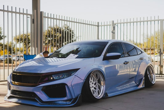 Honda Civic 10th Gen FC1 FC2 FC5 FC6 2016 2017 2018 2019 2020 2021 & Civic 10th Gen FC3 FC4 2017 2018 2019 2020 2021 & Civic 10th Gen FK7 2017 2018 2019 2020 2021 (compatible with ROBOT CRAFTSMAN front bumper) with Aftermarket Parts - Front Bumper & Front Lip Carbon Fiber / FRP from Robot Craftsman