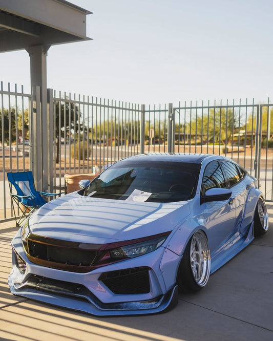 Honda Civic 10th Gen FC1 FC2 FC5 FC6 2016 2017 2018 2019 2020 2021 & Civic 10th Gen FC3 FC4 2017 2018 2019 2020 2021 & Civic 10th Gen FK7 2017 2018 2019 2020 2021 (compatible with ROBOT CRAFTSMAN front bumper) with Aftermarket Parts - Front Bumper & Front Lip Carbon Fiber / FRP from Robot Craftsman