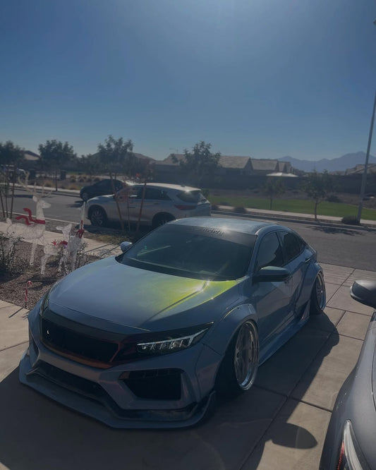 Honda Civic 10th Gen FC1 FC2 FC5 FC6 2016 2017 2018 2019 2020 2021 & Civic 10th Gen FC3 FC4 2017 2018 2019 2020 2021 & Civic 10th Gen FK7 2017 2018 2019 2020 2021 (compatible with ROBOT CRAFTSMAN front bumper) with Aftermarket Parts - Front Bumper & Front Lip Carbon Fiber / FRP from Robot Craftsman