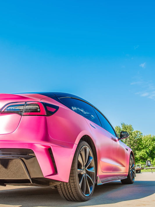 Tesla Model 3 Performance Long Range Standard Base 2017 2018 2019 2020 2021 2022 2023 with Aftermarket Parts - Crypton Side Skirts Carbon Fiber / FRP from Robot Craftsman