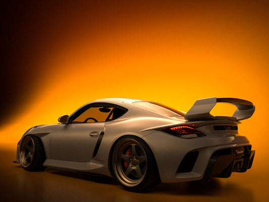 Porsche 987.1 Cayman & Boxster Base / S 2005 2006 2007 2008 & 987.2 Cayman & Boxster Base / S / R 2009 2010 2011 2012 with Aftermarket Parts - TITANISM STUKA Side Skirts Carbon Fiber / FRP from Robot Craftsman