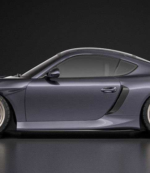 Porsche 987.1 Cayman & Boxster Base / S 2005 2006 2007 2008 & 987.2 Cayman & Boxster Base / S / R 2009 2010 2011 2012 with Aftermarket Parts - TITANISM STUKA Side Skirts Carbon Fiber / FRP from Robot Craftsman