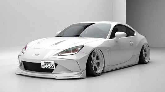 Subaru BRZ ZD8 2022 2023 2024 & Toyota GR86 ZN8 2022 2023 2024 with Aftermarket Parts - "SHINING" Widebody Front Bumper & Lip Carbon Fiber / FRP from Robot Craftsman