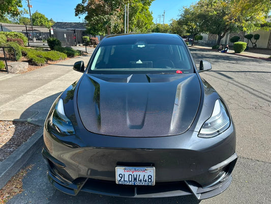 Tesla Model Y Performance AWD Long Range RWD Standard 2020 2021 2023 2024 with Aftermarket Parts - "CRYPTON" Hood Carbon Fiber / FRP from Robot Craftsman