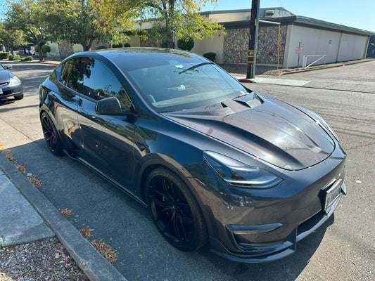 Tesla Model Y Performance AWD Long Range RWD Standard 2020 2021 2023 2024 with Aftermarket Parts - "CRYPTON" Hood Carbon Fiber / FRP from Robot Craftsman