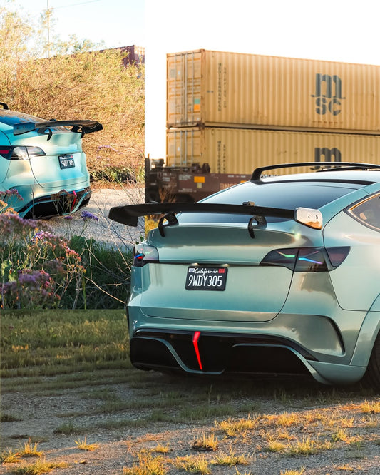 Tesla Model Y Performance AWD Long Range RWD Standard 2020 2021 2022 2023 2024 with Aftermarket Parts - "STARSHIP" Rear Bumper & Diffuser (Third Brake Light Included) PP from Robot Craftsman
