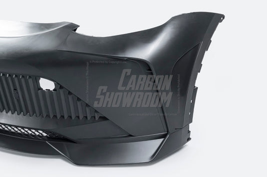 Tesla Model Y Performance AWD Long Range RWD Standard 2020 2021 2023 2024 with Aftermarket Parts - "STARSHIP" Stage 1 Corner Lip (2 pcs) & Stage 2 Corner Lip (4 pcs) & Front Bumper Carbon Fiber from Robot Craftsman