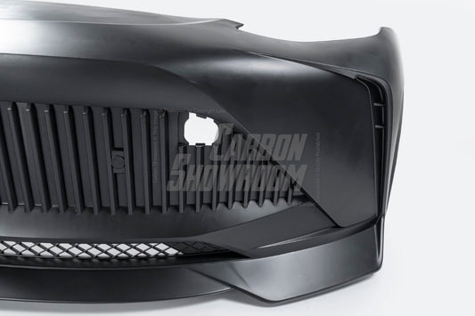 Tesla Model Y Performance AWD Long Range RWD Standard 2020 2021 2023 2024 with Aftermarket Parts - "STARSHIP" Stage 1 Corner Lip (2 pcs) & Stage 2 Corner Lip (4 pcs) & Front Bumper Carbon Fiber from Robot Craftsman