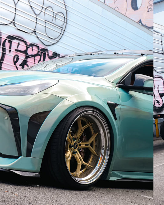 Tesla Model Y Performance AWD Long Range RWD Standard 2020 2021 2022 2023 2024 with Aftermarket Parts - "STARSHIP" Widebody Wheel Arches Carbon Fiber / FRP from Robot Craftsman