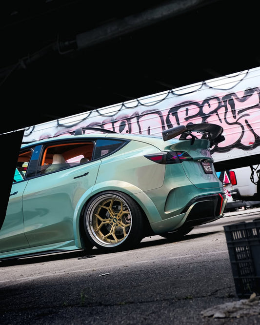 Tesla Model Y Performance AWD Long Range RWD Standard 2020 2021 2022 2023 2024 with Aftermarket Parts - "STARSHIP" Widebody Wheel Arches Carbon Fiber / FRP from Robot Craftsman