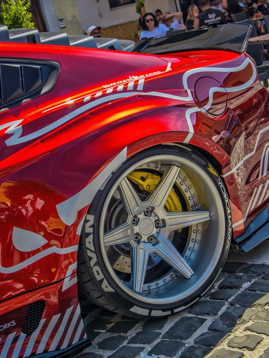 Ford Mustang Ecoboost V6 GT S550.1 2015 2016 2017 & Mustang Ecoboost V6 GT March1 Bullitt S550.2 2018 2019 2020 2021 2022 2023 with Aftermarket Parts - "STORM" Widebody Fender Flares Wheel Arches & Side Skirts Carbon Fiber / FRP from Robot Craftsman