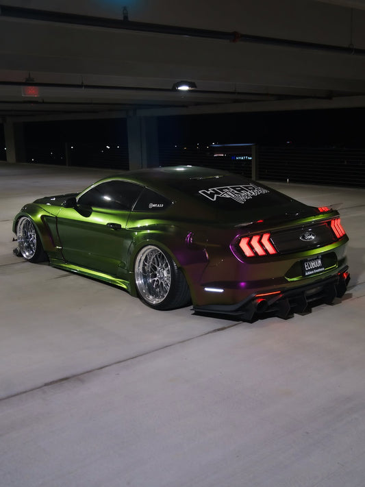 Ford Mustang Ecoboost V6 GT S550.1 2015 2016 2017 & Mustang Ecoboost V6 GT March1 Bullitt S550.2 2018 2019 2020 2021 2022 2023 with Aftermarket Parts - "STORM" Widebody Fender Flares Wheel Arches & Side Skirts Carbon Fiber / FRP from Robot Craftsman