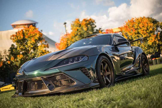 Toyota Supra MK5 A90 A91 3.0 2.0 2020-ON with Aftermarket Parts - "Alerion" Narrow Body Front Bumper & Lip Carbon Fiber / FRP from Robot Craftsman