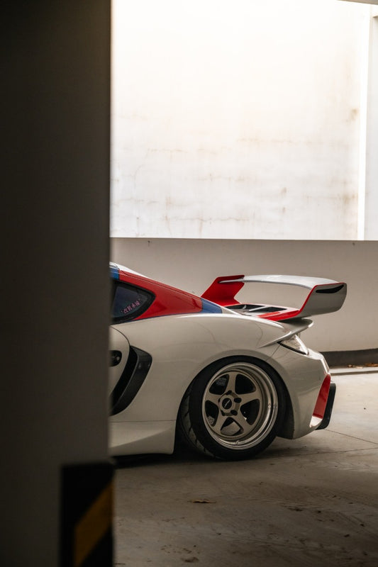 Porsche 987.1 Cayman Base / S 2005 2006 2007 2008 & 987.2 Cayman Base / S / R 2009 2010 2011 2012 with Aftermarket Parts - TITANISM STUKA Spoiler Wing Carbon Fiber / FRP from Robot Craftsman