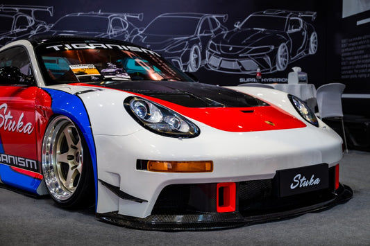 Porsche 987.1 Cayman & Boxster Base / S 2005 2006 2007 2008 & 987.2 Cayman & Boxster Base / S / R 2009 2010 2011 2012 with Aftermarket Parts - TITANISM STUKA Front Bumper