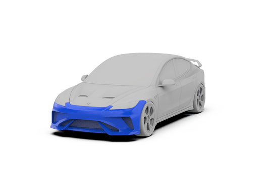 Tesla Model 3 Highland / Performance 2024-ON with Aftermarket Parts - Hacker Narrow Body Front Bumper & Lip Carbon Fiber / FRP from Robot Craftsman