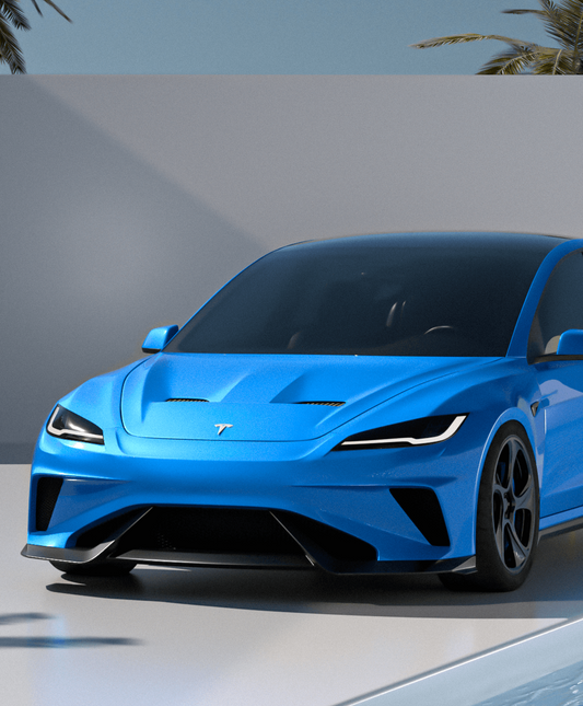 Tesla Model 3 Highland / Performance 2024-ON with Aftermarket Parts - Hacker Narrow Body Front Bumper & Lip Carbon Fiber / FRP from Robot Craftsman