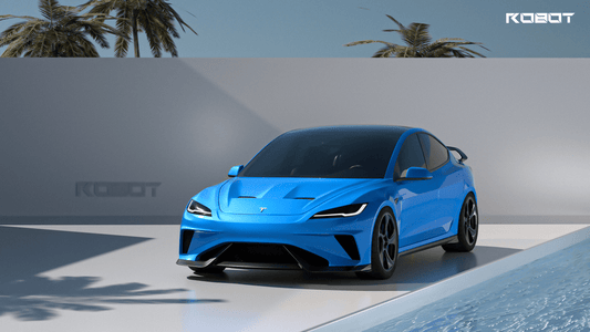 Tesla Model 3 Highland / Performance 2024-ON with Aftermarket Parts - Hacker Hood & Hood Garnish Carbon Fiber / FRP from Robot Craftsman