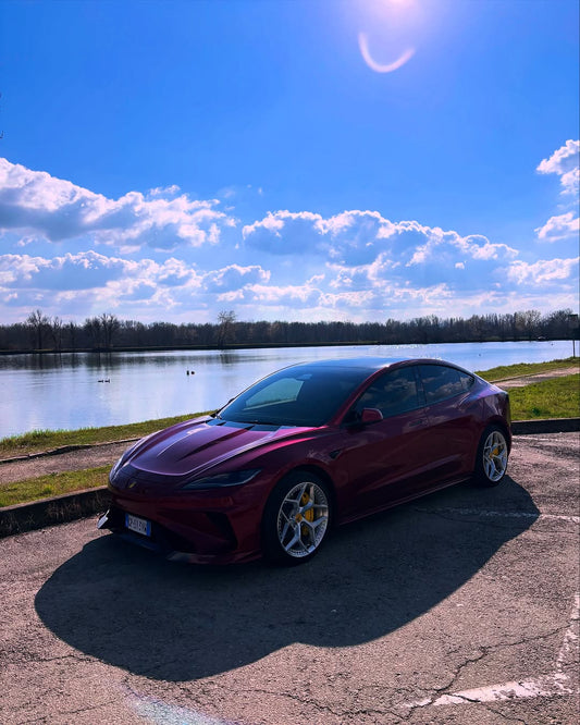 Tesla Model 3 Highland / Performance 2024-ON with Aftermarket Parts - Hacker Narrow Body Front Bumper & Lip Carbon Fiber / FRP from Robot Craftsman