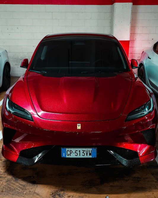 Tesla Model 3 Highland / Performance 2024-ON with Aftermarket Parts - Hacker Narrow Body Front Bumper & Lip Carbon Fiber / FRP from Robot Craftsman