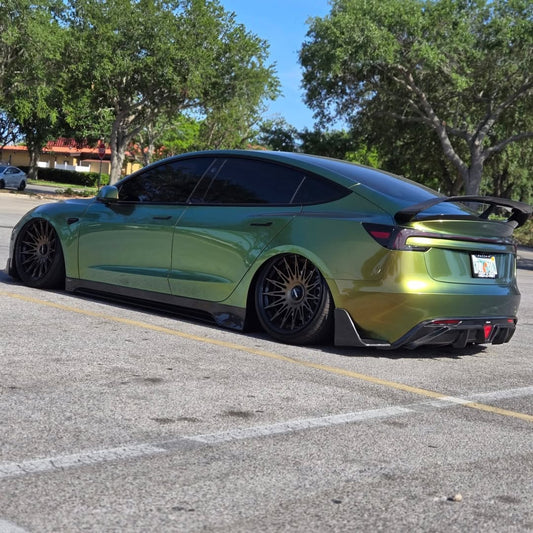 Tesla Model 3 Highland / Performance 2024-ON with Aftermarket Parts - Hacker Rear Wing Carbon Fiber / FRP from Robot Craftsman