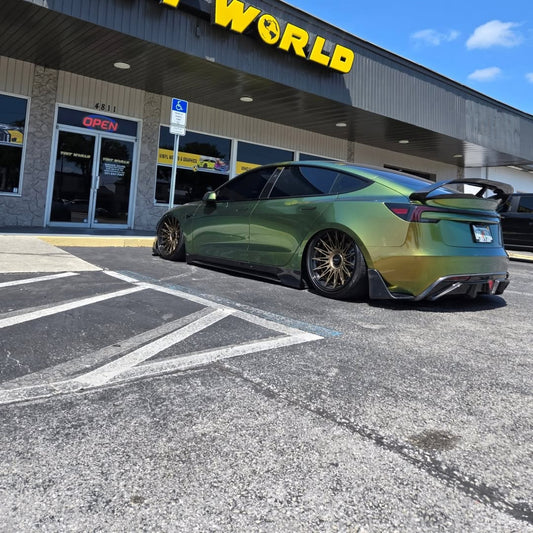 Tesla Model 3 Highland / Performance 2024-ON with Aftermarket Parts - Hacker Rear Wing Carbon Fiber / FRP from Robot Craftsman