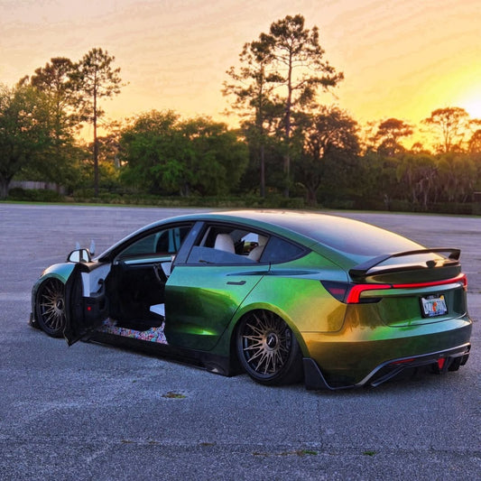 Tesla Model 3 Highland / Performance 2024-ON with Aftermarket Parts - Hacker Rear Wing Carbon Fiber / FRP from Robot Craftsman