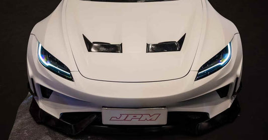 Tesla Model 3 Highland / Performance 2024-ON with Aftermarket Parts - Hacker Widebody Front Bumper & Lip Carbon Fiber / FRP from Robot Craftsman