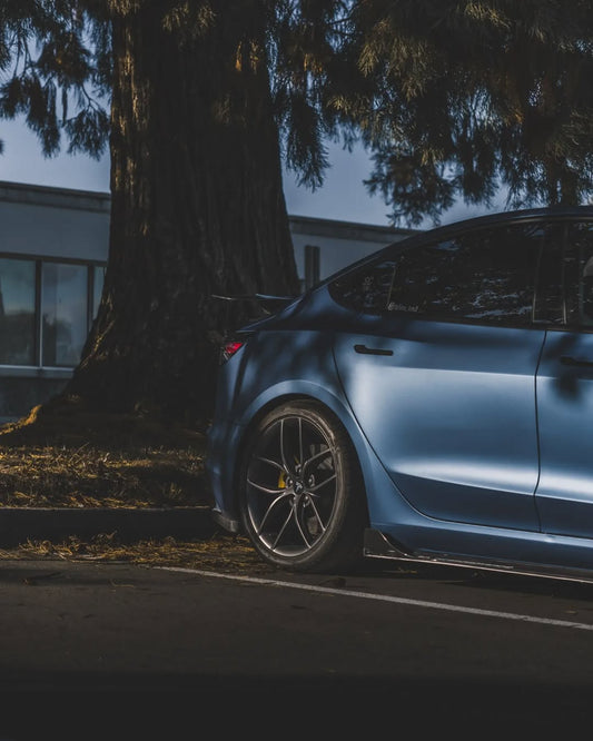 Tesla Model 3 Performance Long Range Standard Base 2017 2018 2019 2020 2021 2022 2023 with Aftermarket Parts - Crypton Side Skirts Carbon Fiber / FRP from Robot Craftsman