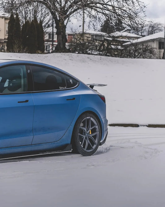 Tesla Model 3 Performance Long Range Standard Base 2017 2018 2019 2020 2021 2022 2023 with Aftermarket Parts - Crypton Side Skirts Carbon Fiber / FRP from Robot Craftsman