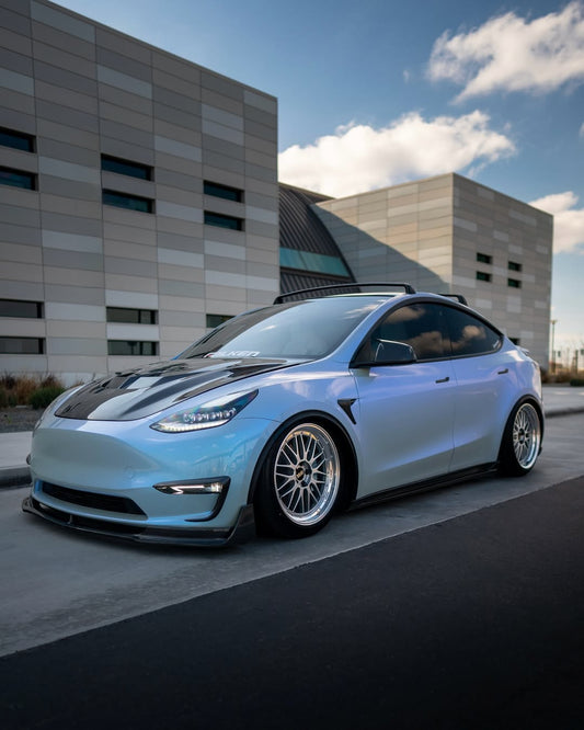 Tesla Model 3 Performance Long Range Standard Base 2017 2018 2019 2020 2021 2022 2023 with Aftermarket Parts - "Hacker" V2 Hood Bonnet Carbon Fiber / FRP from Robot Craftsman