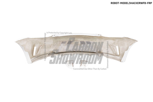 Tesla Model 3 Performance Long Range Standard Base 2017 2018 2019 2020 2021 2022 2023 with Aftermarket Parts - "HACKER" Widebody Front Bumper & Front Splitter Carbon Fiber / FRP from Robot Craftsman