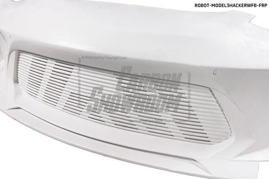 Tesla Model 3 Performance Long Range Standard Base 2017 2018 2019 2020 2021 2022 2023 with Aftermarket Parts - "HACKER" Widebody Front Bumper & Front Splitter Carbon Fiber / FRP from Robot Craftsman