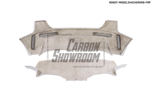 Tesla Model 3 Performance Long Range Standard Base 2017 2018 2019 2020 2021 2022 2023 with Aftermarket Parts - "HACKER" Rear Bumper & Diffuser Carbon Fiber / FRP from Robot Craftsman