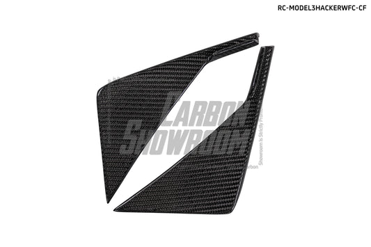 Tesla Model 3 Performance Long Range Standard Base 2017 2018 2019 2020 2021 2022 2023 with Aftermarket Parts - "Hacker" Widebody Front Bumper Canards Carbon Fiber / FRP from Robot Craftsman