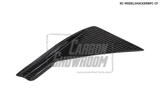 Tesla Model 3 Performance Long Range Standard Base 2017 2018 2019 2020 2021 2022 2023 with Aftermarket Parts - "Hacker" Widebody Front Bumper Canards Carbon Fiber / FRP from Robot Craftsman