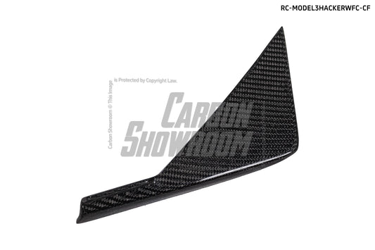 Tesla Model 3 Performance Long Range Standard Base 2017 2018 2019 2020 2021 2022 2023 with Aftermarket Parts - "Hacker" Widebody Front Bumper Canards Carbon Fiber / FRP from Robot Craftsman