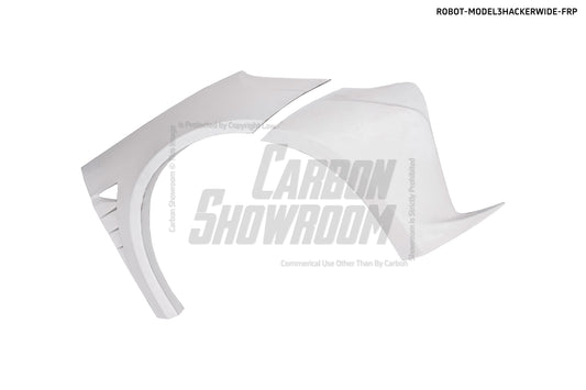 Tesla Model 3 Performance Long Range Standard Base 2017 2018 2019 2020 2021 2022 2023 with Aftermarket Parts - "Hacker" Widebody Wheel Arches & Side Skirts Carbon Fiber / FRP from Robot Craftsman