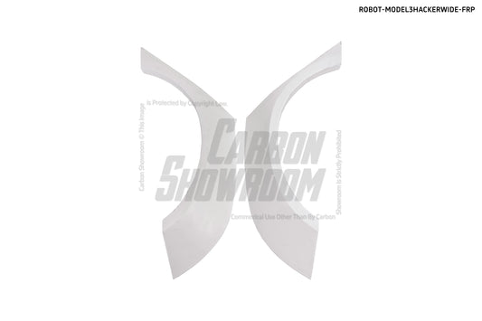 Tesla Model 3 Performance Long Range Standard Base 2017 2018 2019 2020 2021 2022 2023 with Aftermarket Parts - "Hacker" Widebody Wheel Arches & Side Skirts Carbon Fiber / FRP from Robot Craftsman
