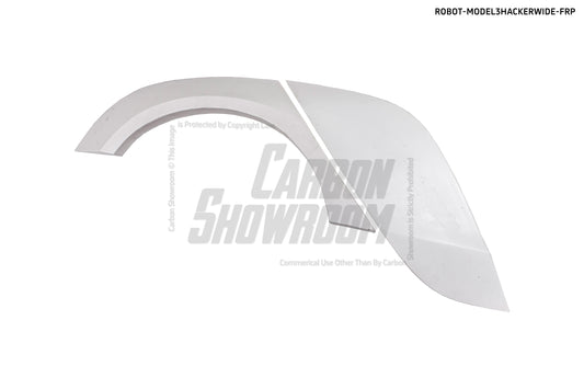 Tesla Model 3 Performance Long Range Standard Base 2017 2018 2019 2020 2021 2022 2023 with Aftermarket Parts - "Hacker" Widebody Wheel Arches & Side Skirts Carbon Fiber / FRP from Robot Craftsman