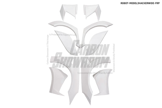 Tesla Model 3 Performance Long Range Standard Base 2017 2018 2019 2020 2021 2022 2023 with Aftermarket Parts - "Hacker" Widebody Wheel Arches & Side Skirts Carbon Fiber / FRP from Robot Craftsman