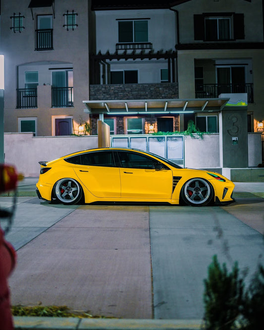 Tesla Model 3 Performance Long Range Standard Base 2017 2018 2019 2020 2021 2022 2023 with Aftermarket Parts - "Hacker" V4 Rear Ducktail Spoiler Carbon Fiber / FRP from Robot Craftsman