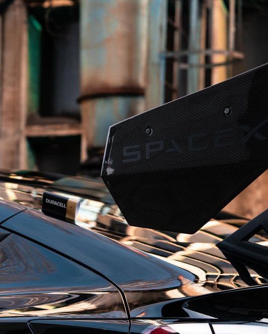 Tesla Model 3 Performance Long Range Standard Base 2017 2018 2019 2020 2021 2022 2023 with Aftermarket Parts - "Hacker" V2 GT Rear Spoiler Wing Carbon Fiber / FRP from Robot Craftsman