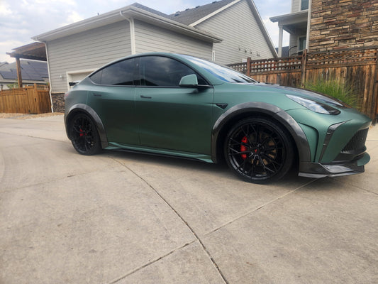 Tesla Model Y Performance AWD Long Range RWD Standard 2020 2021 2022 2023 2024 with Aftermarket Parts - "STARSHIP" Side Skirts PP from Robot Craftsman