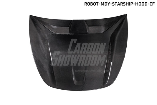 Tesla Model Y Performance AWD Long Range RWD Standard 2020 2021 2023 2024 with Aftermarket Parts - "CRYPTON" Hood Carbon Fiber / FRP from Robot Craftsman