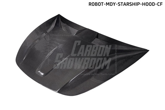 Tesla Model Y Performance AWD Long Range RWD Standard 2020 2021 2023 2024 with Aftermarket Parts - "CRYPTON" Hood Carbon Fiber / FRP from Robot Craftsman