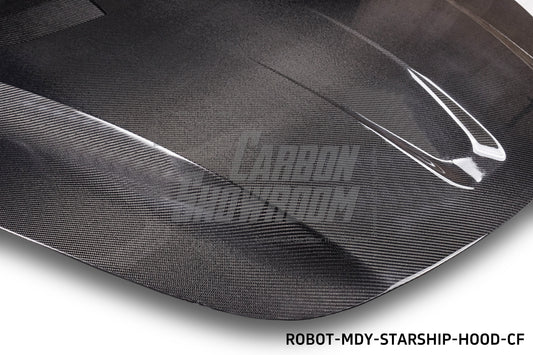 Tesla Model Y Performance AWD Long Range RWD Standard 2020 2021 2023 2024 with Aftermarket Parts - "CRYPTON" Hood Carbon Fiber / FRP from Robot Craftsman